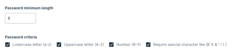 Setting strong password requirements in GpsGate